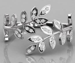 Diamond Leaf Spiral Ring