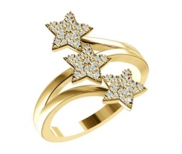 DIAMOND YELLOW GOLD STARS RING
