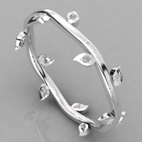 round diamond ring leaf ring